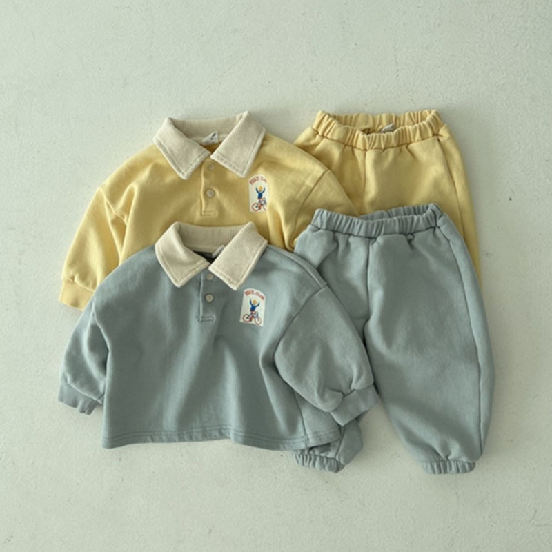 Korean style ins baby and children's clothing fashionable casual suit baby autumn and winter lapel top leggings pants two-piece set
