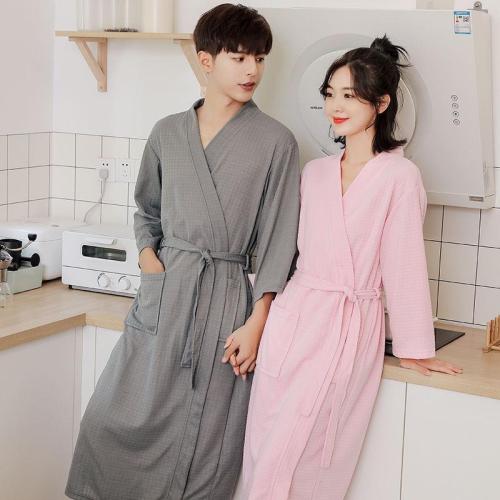 Couple pajamas, women's spring and autumn bathrobes, loose large size men's bathrobes, summer nightgowns, hotel swimming absorbent home clothes