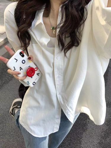 Pure cotton 2024 new casual white long-sleeved shirt women's thin top loose niche sun protection jacket