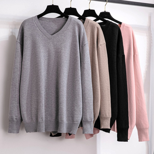 200/350 Jin Extra Large Size Women's Bust 150/160 Pullover Thickened V-neck Bottoming Sweater Knitwear 300 Jin