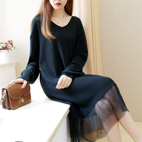 200/350 catties plus size women's bust 150/160 loose long sweater dress 280/300 catties