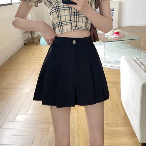 Shorts women's autumn black high-waisted suit new style literary girl sweet style a line slimming versatile wide leg pants