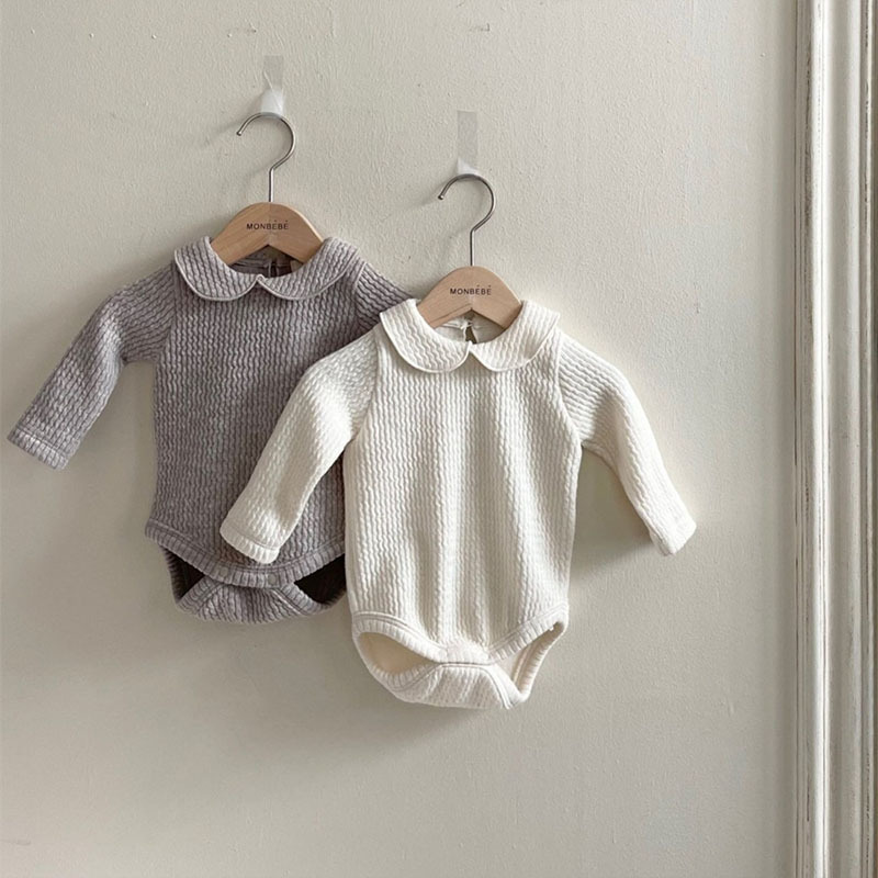 Korean version of ins spring model for boys and girls, infants and young children, cotton skin-friendly doll collar, fart jumpsuit, baby long-sleeved romper
