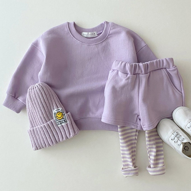 ins candy-colored sweatshirt and pants two-piece set for boys and girls, spring and autumn style casual trend suit baby boomer
