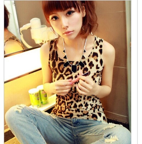 leopard print top vest