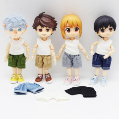 ob11 baby clothes 12 points bjd doll clothes denim overalls pocket shorts beautiful knot pig doll denim shorts