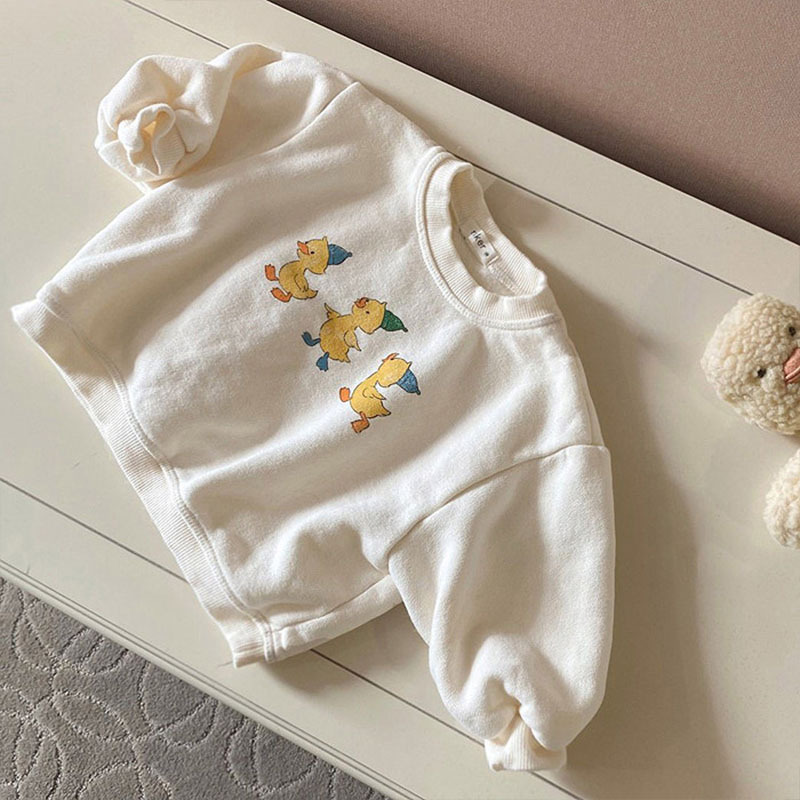 Korean style children's clothing for infants and toddlers spring and autumn new cartoon boys and girls baby pullover long-sleeved casual sports sweatshirt tops