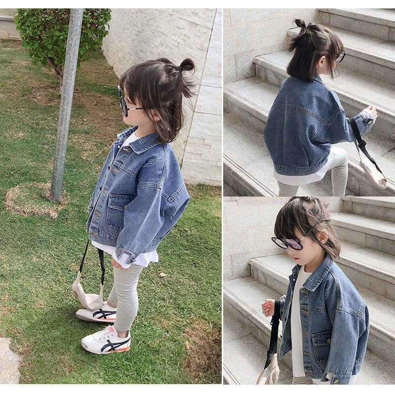 Jackets Korean style denim children's clothing fashionable spring and autumn clothing girls fashionable baby children versatile tops jacket trendy