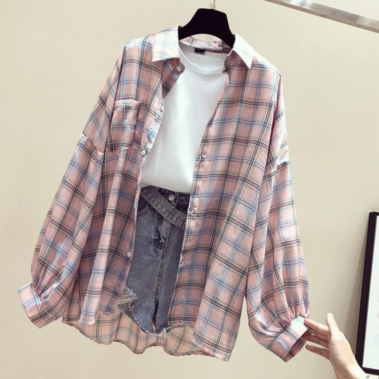 Sun protection plaid shirt for women spring and summer new Korean style European fashion fashionable internet celebrity tops and jackets