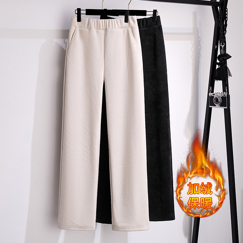 Casual pants large size fat mm plus fat extra large size 300 catties women's straight slim trousers 200/260/300 catties 5136