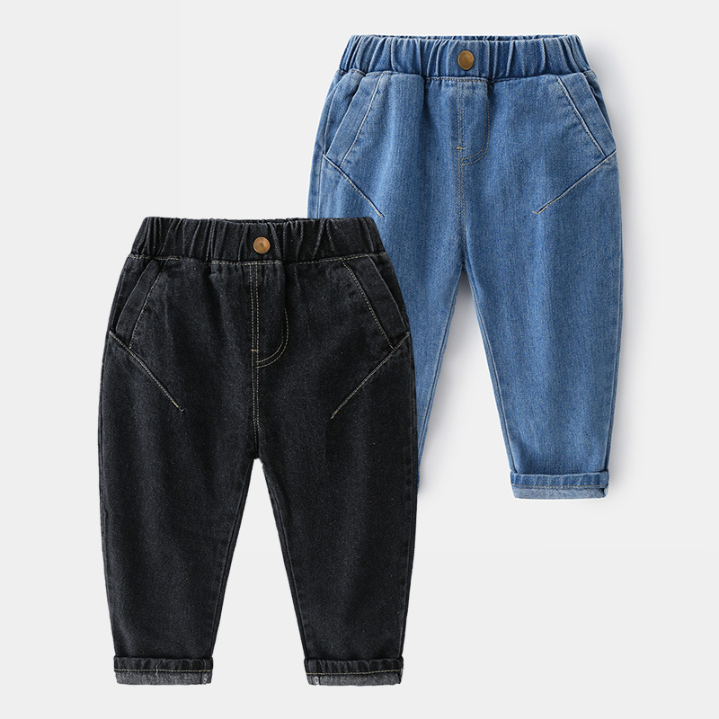 Casual Korean Style Straight Single Color Mid-waist Children's Pants Elastic Waist Boys' Jeans Children's Clothing Pants