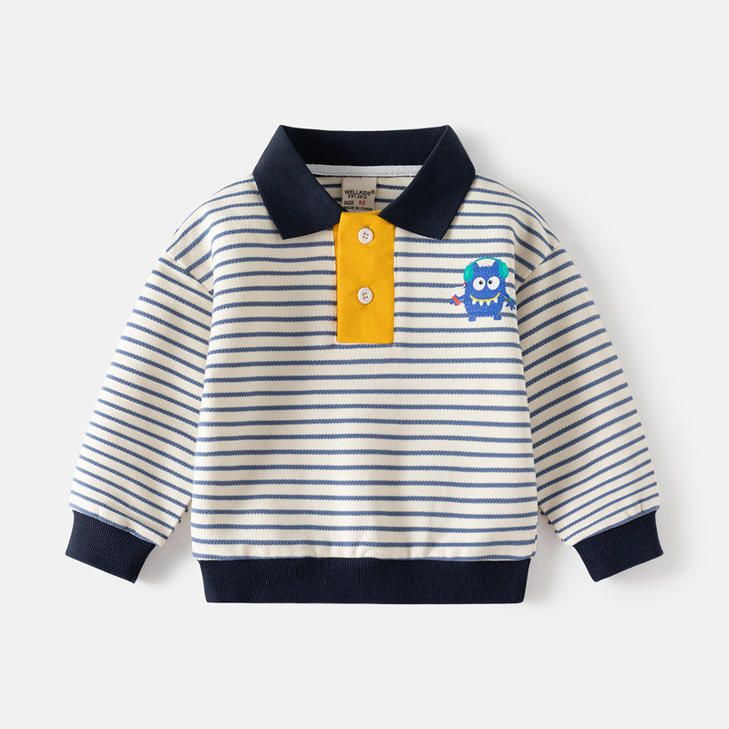 Children's Fashion Sweaters Autumn Children's Clothing Boys Lapel Tops Korean Style Baby Contrast Color Jackets