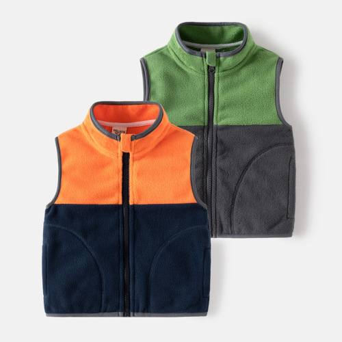 Children's vest spring and autumn style outer wear vest for boys and girls, polar fleece vest, warm kindergarten clothes for men and women