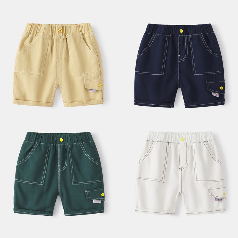 Boys' mid-length pants, summer children's cotton casual pants, solid color sports pants, baby pants