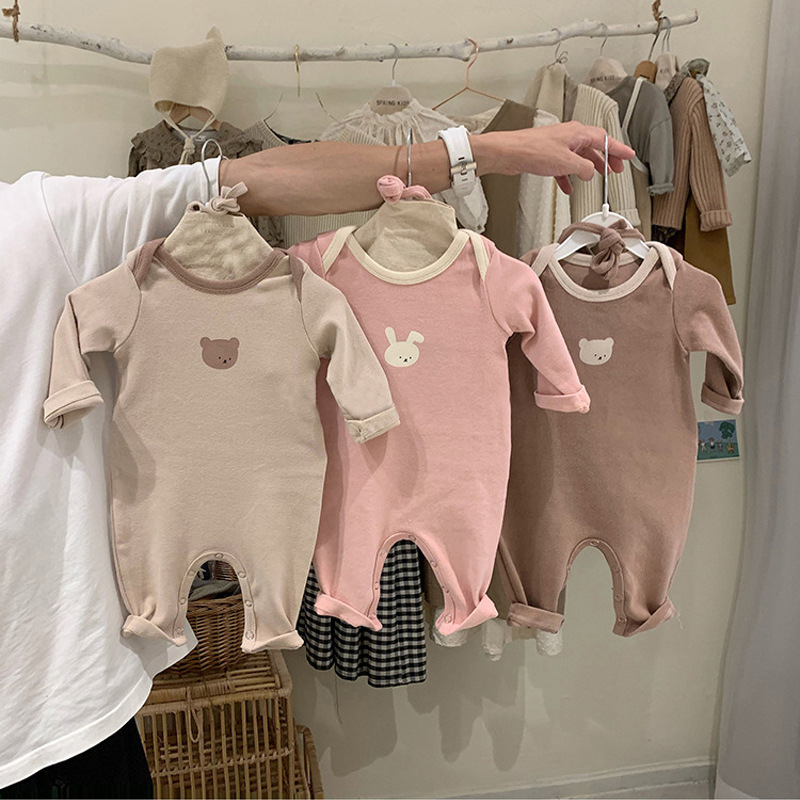 Korean version of ins autumn baby style long-sleeved jumpsuit for men and women baby casual long crawl suit newborn harem