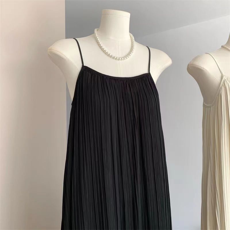Suspension loose dress summer new style temperament simple drape versatile slim pleated long skirt