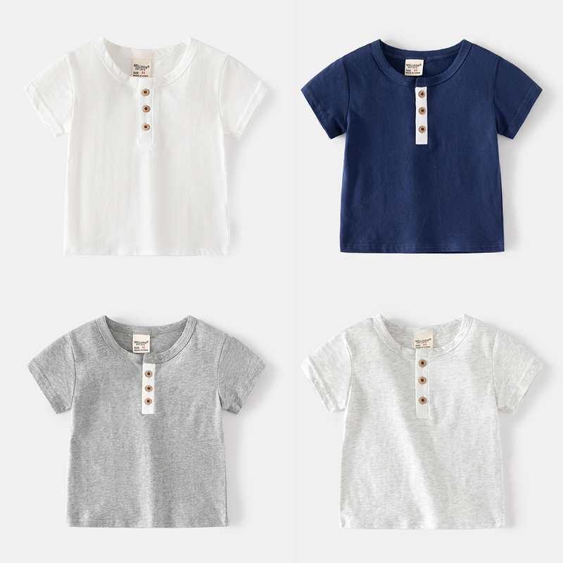Casual style cotton skin-friendly new summer short-sleeved boys' modern soft, comfortable and sweat-absorbent T-shirt for small and medium-sized boys