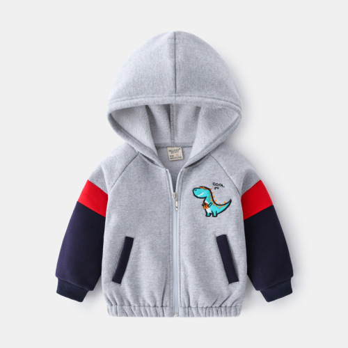 Boys' Dinosaur Sleeve Hooded Jacket Korean Style Casual Boys' Sweater Jacket Autumn Hooded Top