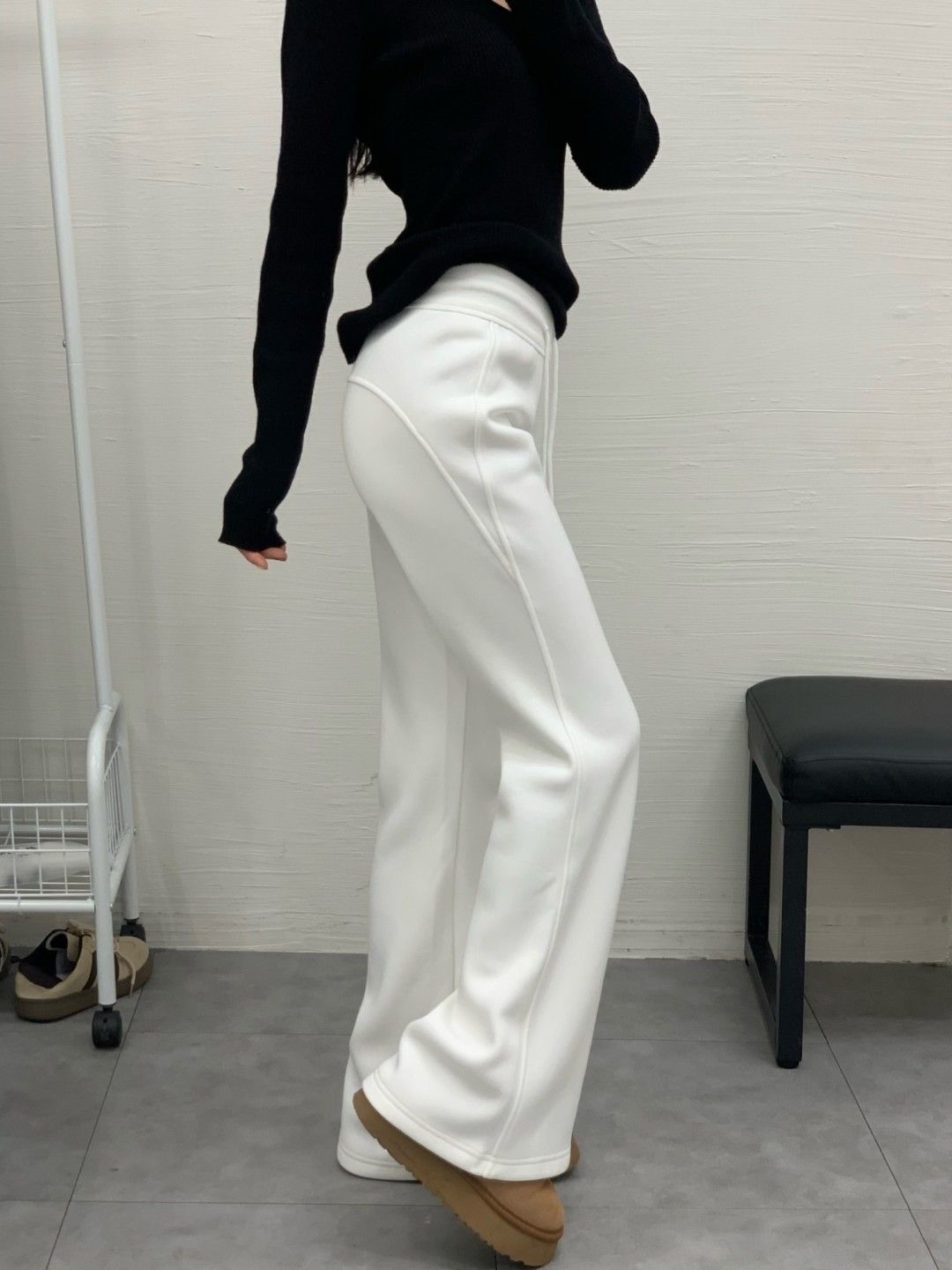 American retro hottie low-waisted micro-flared sweatpants for tall women plus velvet white sweatpants casual pants