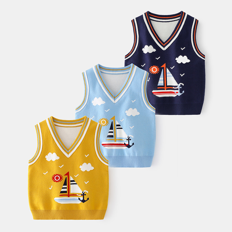 Casual hooded children's pullover cute cartoon casual Korean style sleeveless vest trendy fashion cotton vest