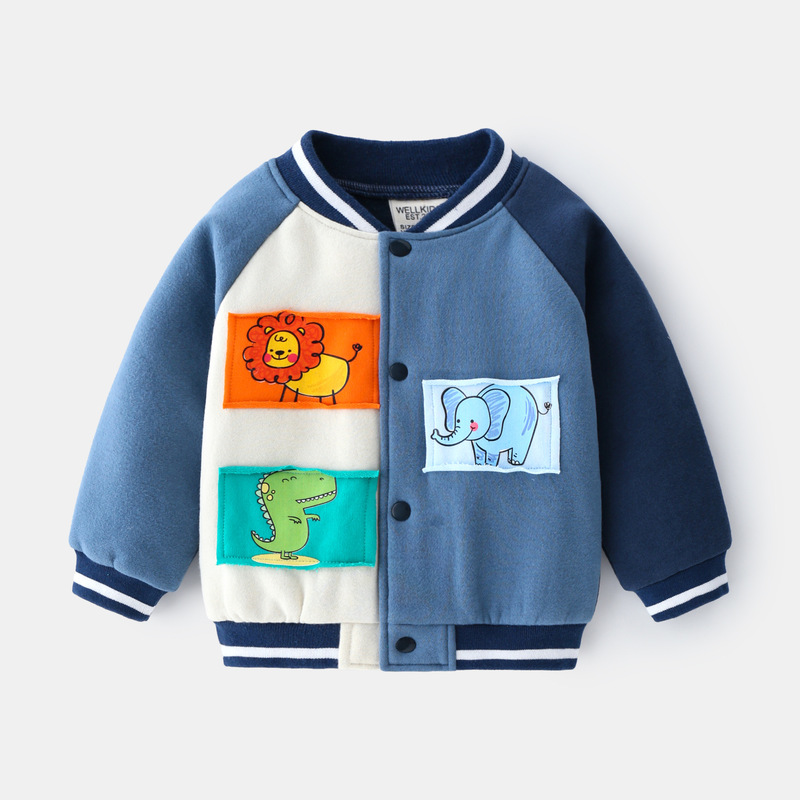 Spring Korean style fashionable fleece boys' long-sleeved children's clothing street cool casual jacket round neck baseball shirt
