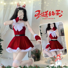 Christmas uniform sexy lingerie backless sexy pajamas role play temptation nightgown sweet suit sexy pajamas