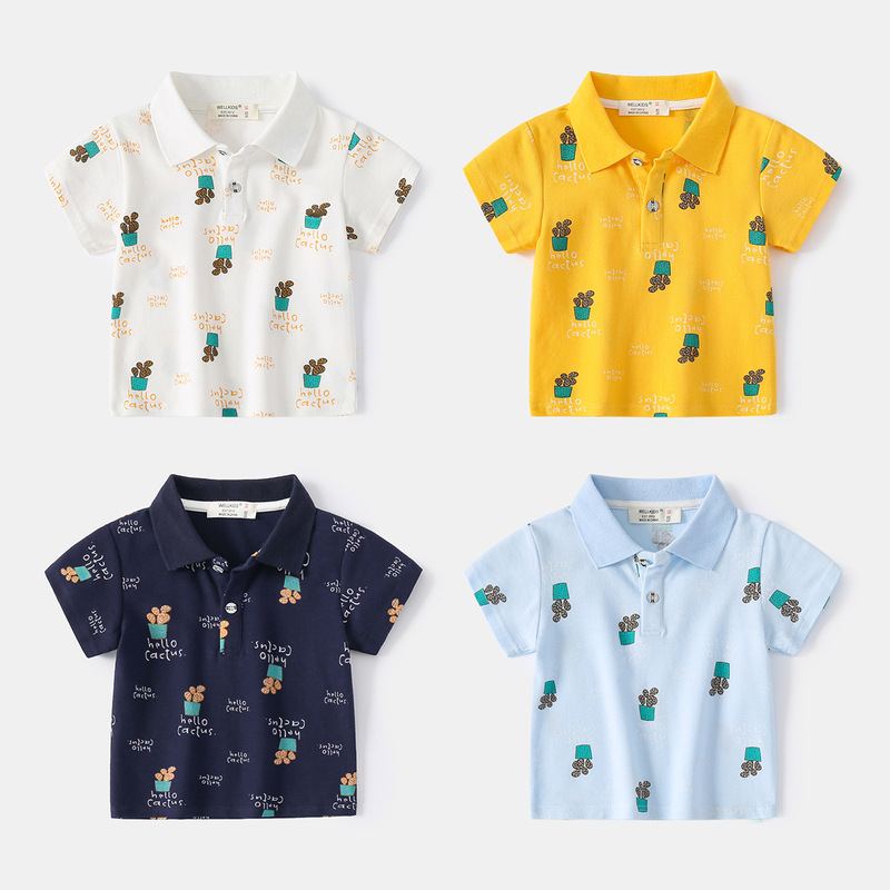 Summer Korean style new boys' short-sleeved children's cotton polo shirt casual fashion lapel top T-shirt