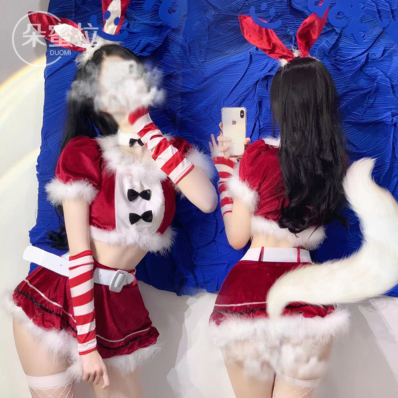 Dormila sexy lingerie set wholesale pajamas cute Christmas maid outfit uniform temptation clothes