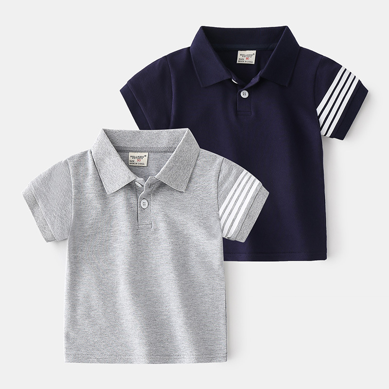 Summer new boys' short-sleeved POLO casual solid color cotton short-sleeved children's and middle-aged children's sports trendy T-shirts