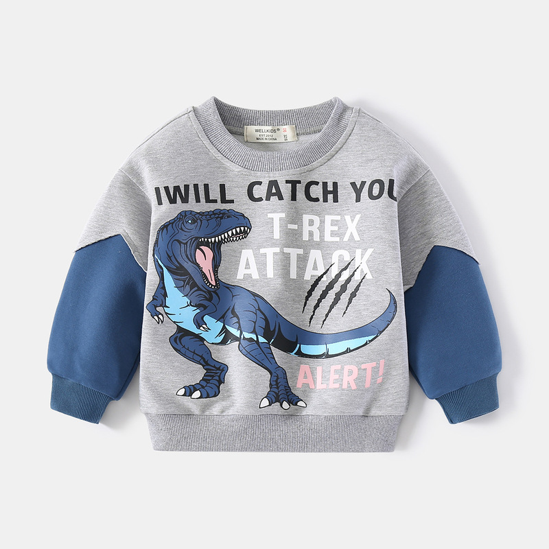Boys' spliced ​​sweatshirt spring new trend Korean style cotton round neck casual long-sleeved tops for small and medium-sized children