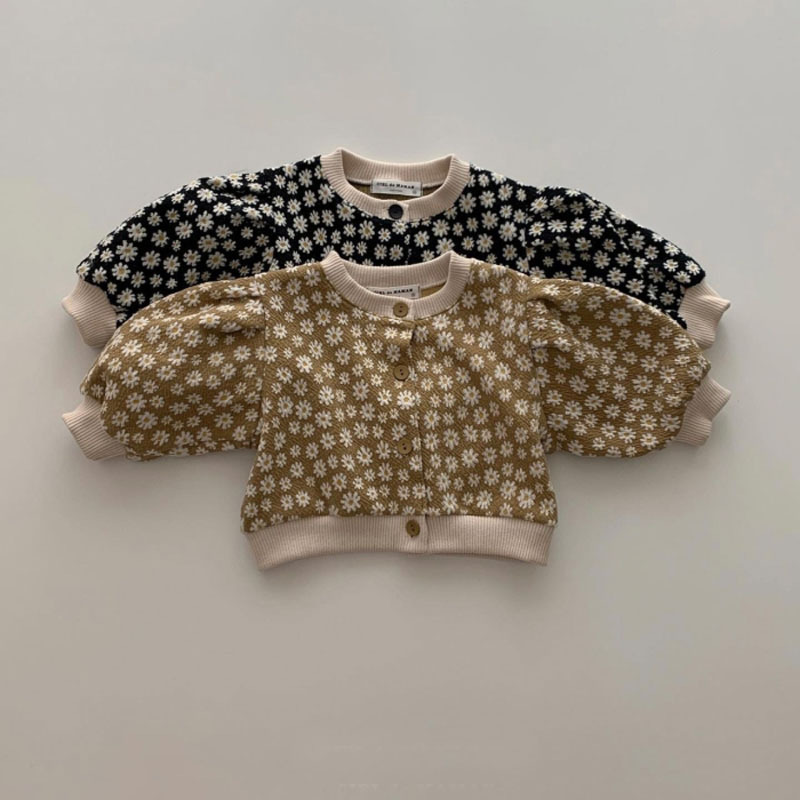Korean version of ins baby autumn and winter clothing sweet neighborhood floral coat small month old puff sleeve princess top