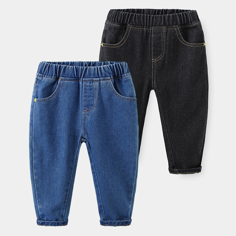 Handsome Korean style jeans, boys' pants, spring and autumn fashion jeans, black blue, small and medium-sized children's style jeans
