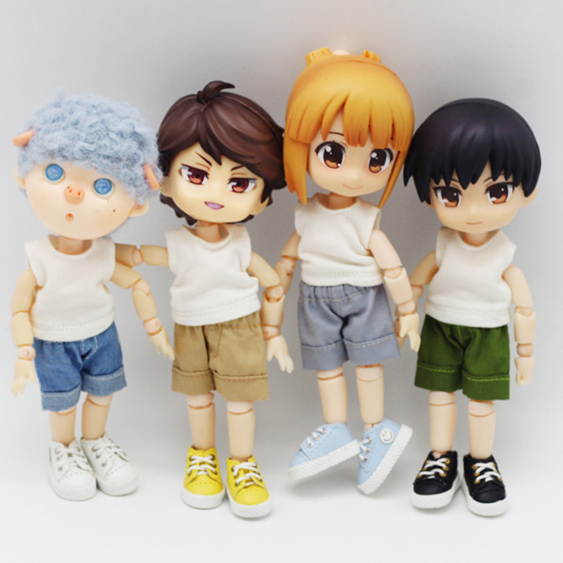 New ob11 baby clothes 12 points bjd doll clothes jeans beautiful knot pig doll jumpsuit denim shorts