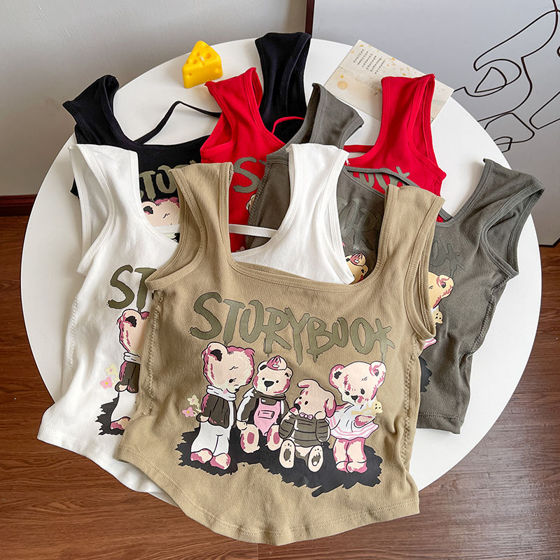 Hot girl bear's empty back sling with breast padded vest women's inner layering underwear, versatile outer wear top, fashionable