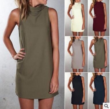 European and American 13-color casual turtleneck sleeveless dress for women in multiple sizes