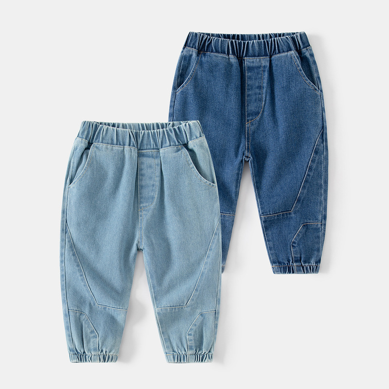 Autumn new boys' stretch jeans, solid color trendy and fashionable children's clothing, mid-waist cotton comfortable boys' trousers