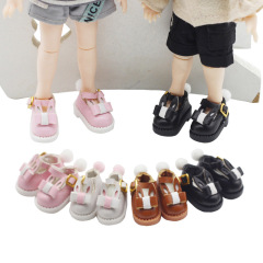 ob11 rabbit tail shoes 12 points bjd toy doll shoes jasmine body buckle bright leather shoes 2.5*1.2cm