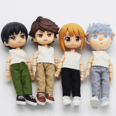 ob11 baby clothes 12 points bjd doll clothes denim overalls beautiful knot pig doll jumpsuit denim trousers