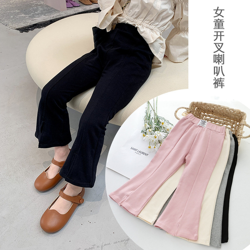 Children's clothing, autumn clothing, new girls' bell-bottom pants, autumn slit trousers, cotton outer wear, little girl's pants