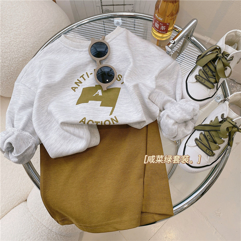 Girls' suits, spring clothes, children's clothes, children's sweatshirts, jackets, skirts, children's two-piece sportswear set 82061