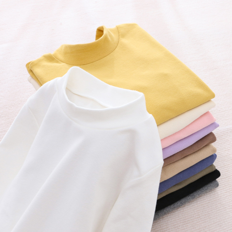 Children's clothing autumn clothing boys and girls bottoming shirt children's solid color autumn clothing T-shirt half turtleneck mid-collar inner top