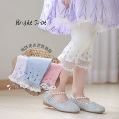 Children's clothing, Korean summer clothing, new girls' cropped pants, lace leggings, princess white pants