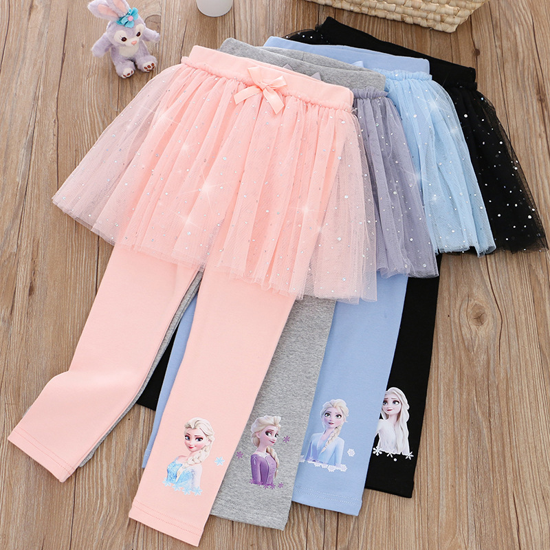 Autumn new Korean style girls' culottes mesh baby girl trousers leggings princess cotton