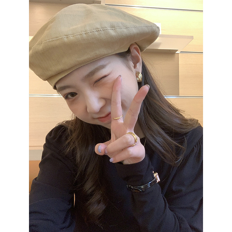 Huang Zheng solid color four-corner beret women's new fashion personality retro versatile hat 121PZ070