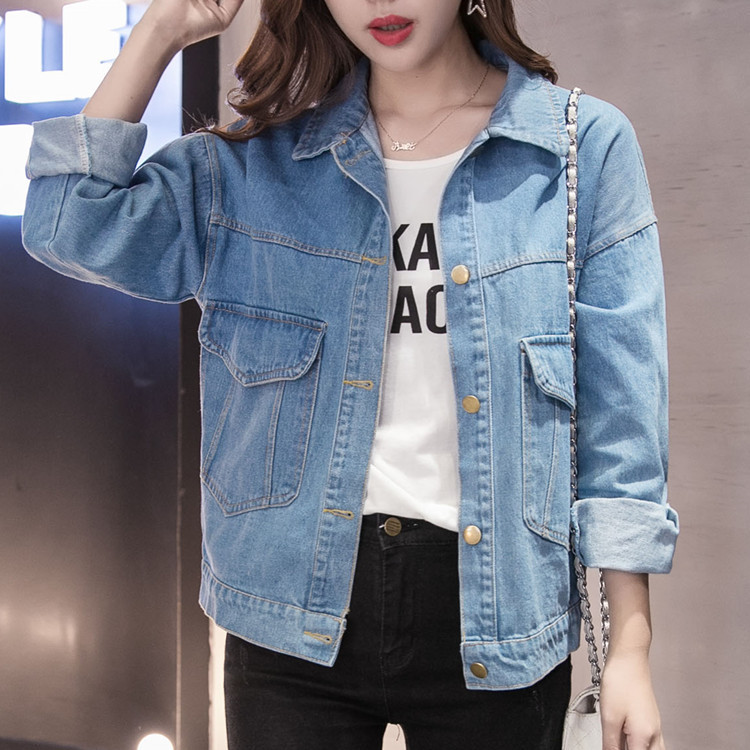 Denim jacket for women, women's native jacket, spring and autumn ins jacket, women's chic workwear, light denim plus fat and enlarged