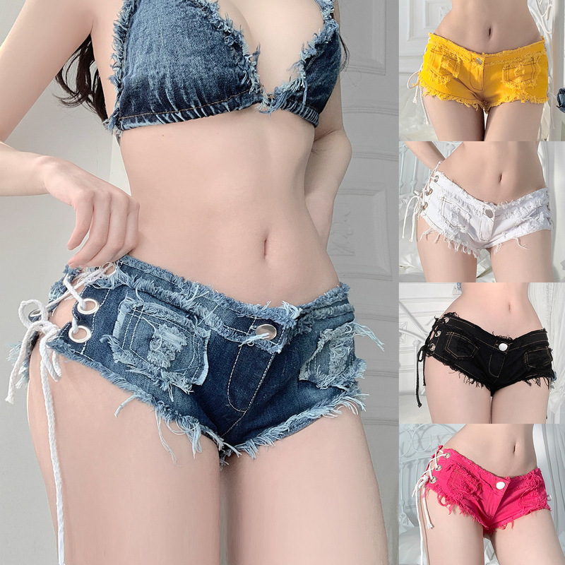 New Amazon Summer Fashion Denim Shorts Jeans Hot Girls Bar Women's Clothes Sexy Low Waist Elastic