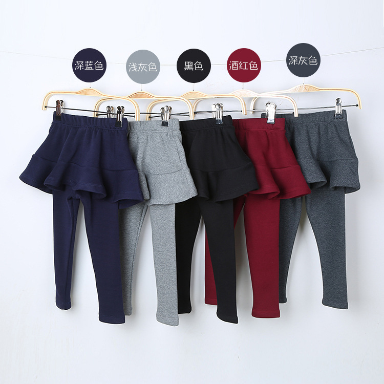 Girls' velvet thickened culottes, Korean style children's clothing for baby girls, girls' leggings with velvet for warm outer wear