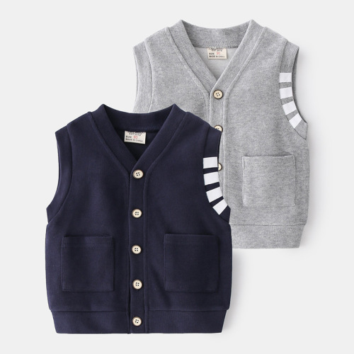 Spring casual and cute boy's vest, trendy and fashionable little gentleman's children's clothing, two colors optional single-breasted vest