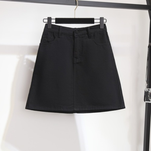 300 catties extra large size women's elastic waist denim short skirt black half skirt 200 catties A-line skirt fat girl summer dress