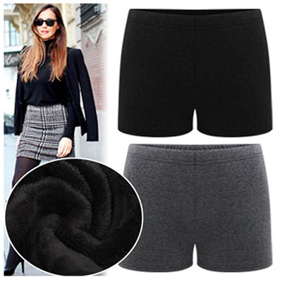 Warm, velvet and thickened three-point pants in winter, anti-exposure large size bottoming shorts, three-point pants, insurance pants